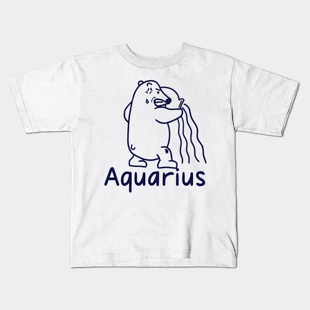 Aquarius Bear Cute 1 Kids T-Shirt by Eyanosa